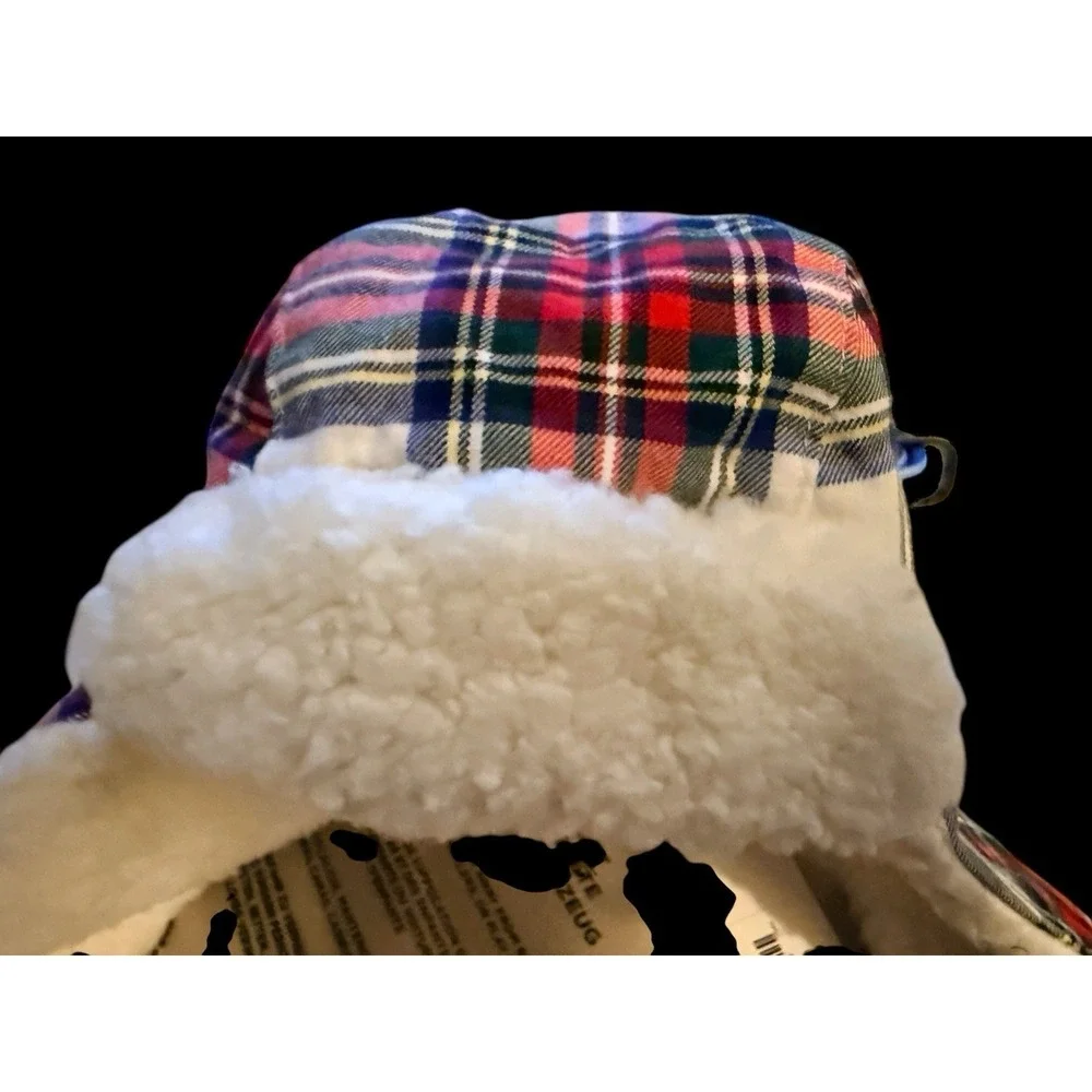 NWT Janie and Jack Baby Trapper‎ Hat Plaid Sherpa Lined 6–12 Months Ear Muff